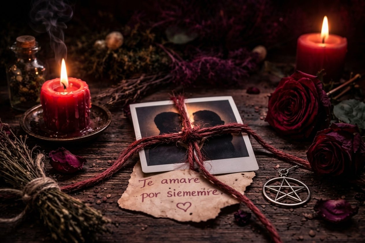 Altar ritual con velas encendidas en un espacio de recogimiento